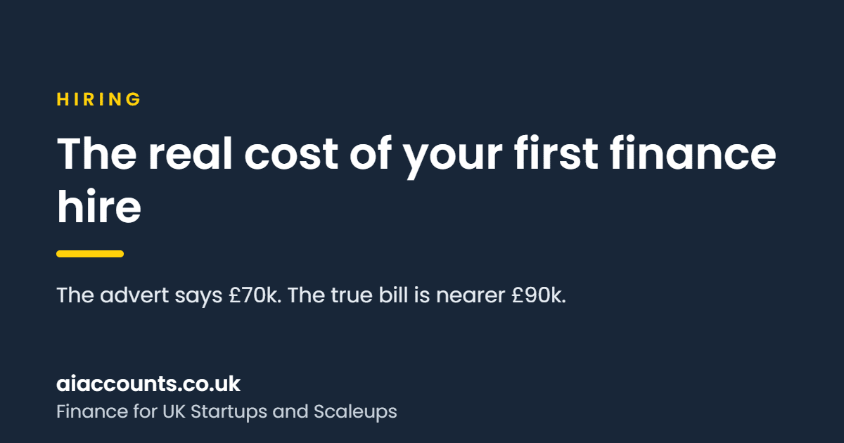 The real cost of your first finance hire, AI Accounts article graphic