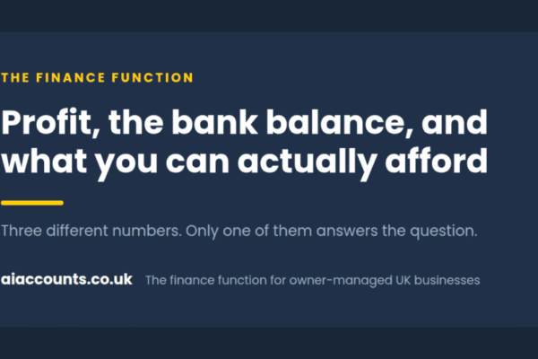 Profit, the bank balance, and what you can actually afford, AI Accounts article graphic