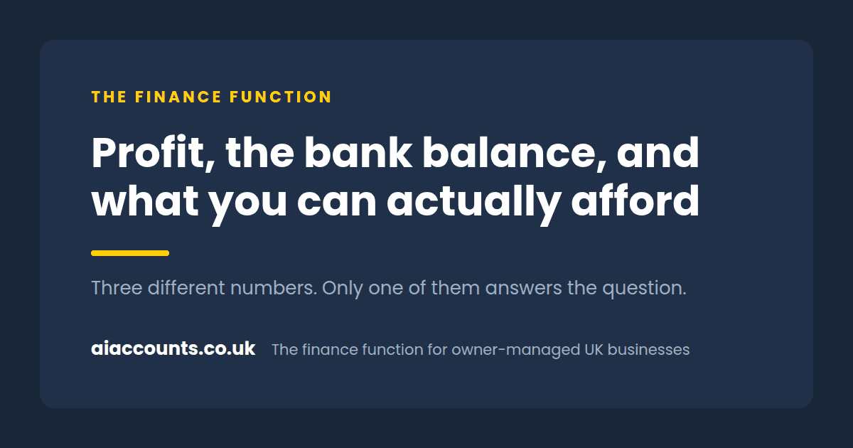 Profit, the bank balance, and what you can actually afford, AI Accounts article graphic